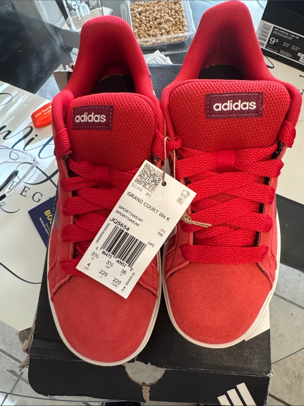 adidas Kids Red Grand Court Sneakers